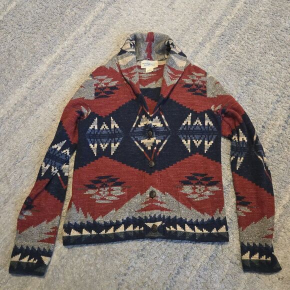 Ralph Lauren Denim Supply Cardigan Sweater Aztec Southwest Shawl Medium - Picture 1 of 6